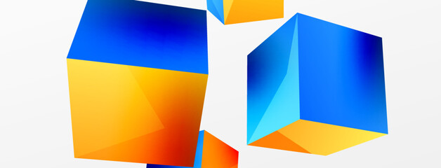3d cubes vector abstract background. Composition of 3d square shaped basic geometric elements. Trendy techno business template for wallpaper, banner, background or landing