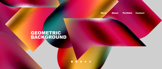 Landing page background template. Colorful plastic round shapes abstract composition. Vector illustration for wallpaper, banner, background