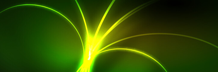 Neon glowing fluid wave lines, magic energy space light concept, abstract background wallpaper design