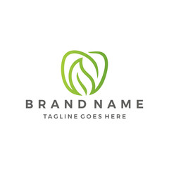 tooth dental leaf logo vector illustration