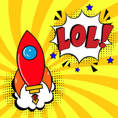 LOL - Laughing Out Loud. Comic book explosion with text - LOL. Vector bright cartoon illustration in retro pop art style. Can be used for business, marketing and advertising. banner flyer pop art