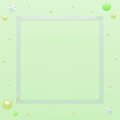 3D素材_金属のフレーム_グリーン