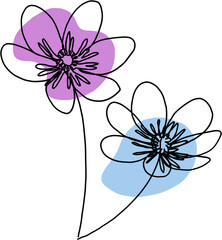 simplicity flower freehand continuous line drawing