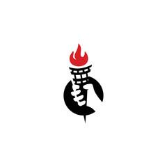 Fototapeta na wymiar ignite torch handheld logo icon vector template
