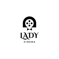 lady cinema logo icon vector template