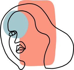 abstract woman face continuous freehand drawing.