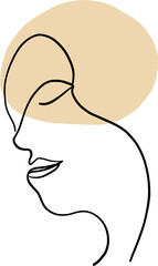 abstract woman face continuous freehand drawing.