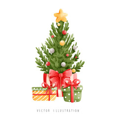Christmas tree, vector illustration