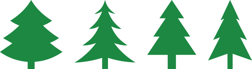 Obraz premium Set of Christmas tree silhouette with decorations. Isolated Christmas tree icon with star. winter trees collection for holiday Xmas and new year
