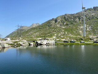 Summer atmosphere on the Lago di San Carlo lake (Lake San Carlo) in the Swiss alpine area of the...