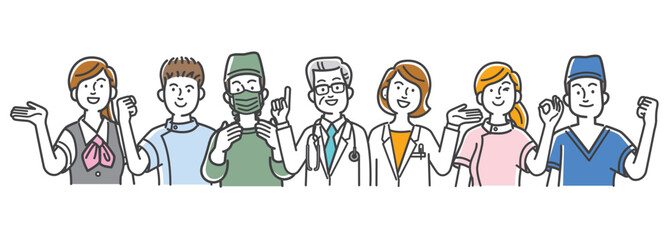 医療従事者たちの上半身セット