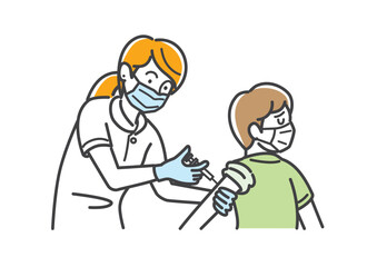 予防接種を受ける男児のイラスト素材