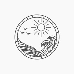 beach vacation summer holiday logo design icon template vector illustration