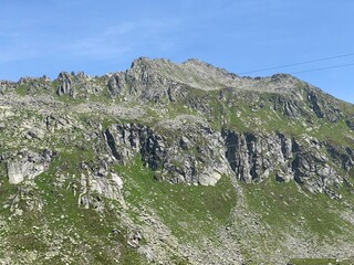 The Monte Prosa peak (2737 m) in the massif of the Swiss Alps and in the area of the mountain St....