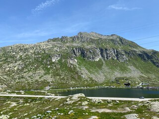 The Monte Prosa peak (2737 m) in the massif of the Swiss Alps and in the area of the mountain St....