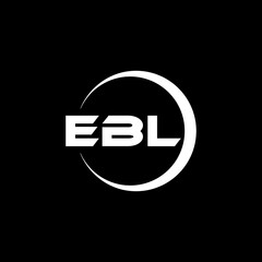 EBL letter logo design with black background in illustrator, cube logo, vector logo, modern alphabet font overlap style. calligraphy designs for logo, Poster, Invitation, etc.