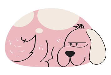 pink dog lying