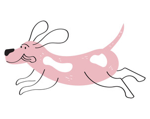 pink dog running
