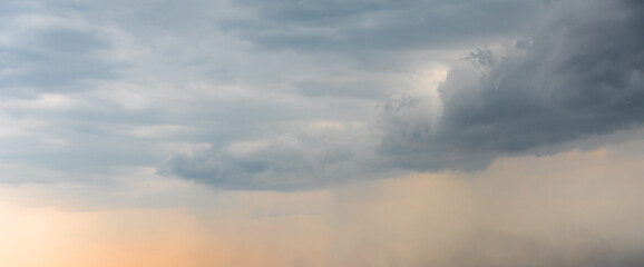 Naklejka na ściany i meble Dramatic Sky Background. Panoramic view of Stormy Clouds in Dark sky