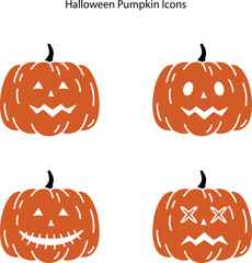 Pumpkin emoji. Halloween cartoon pumpkins carved face, helloween happy emotions, smiling funny mask, stickers, scary faces, set orange evil icons