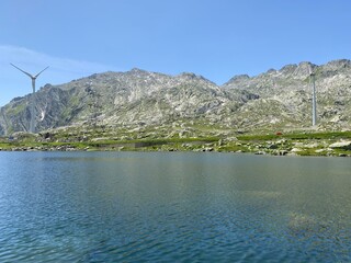 Summer atmosphere on the Lago della Piazza lake (Lake of the Piazza) in the Swiss alpine area of...