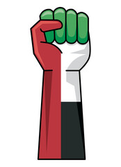 UAE flag in hand fist