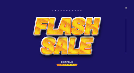 Flash Sale Text with White and Orange 3D Effect. Editable Text Style Effect