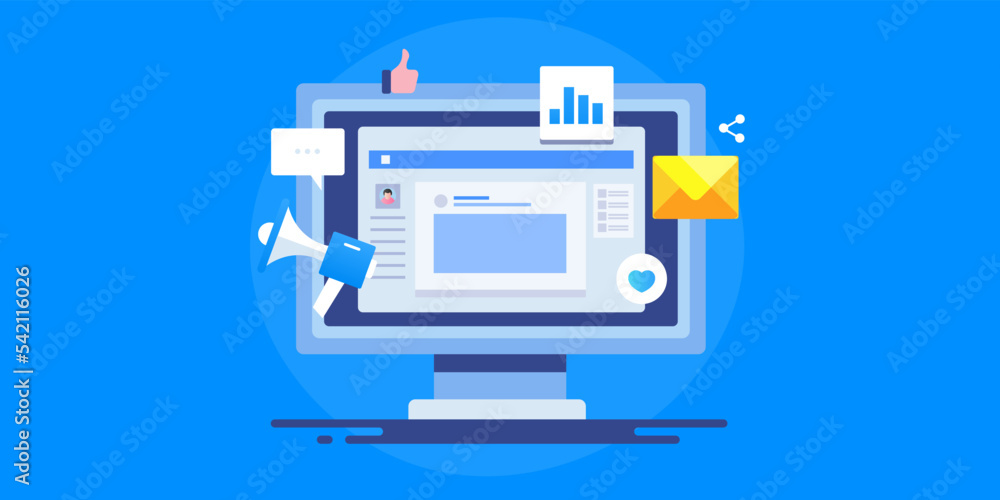Canvas Prints social media management dashboard on computer screen, post engagement and marketing data analytics, 