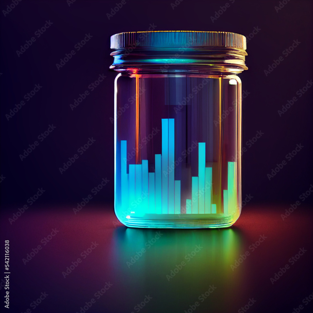 Wall mural digital graph data inside a jar | data storage | created using midjourney and photoshop