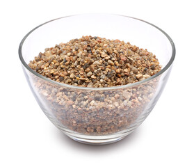 universal mineral substrate for succulents and cacti in a glass bowl isolated on white background