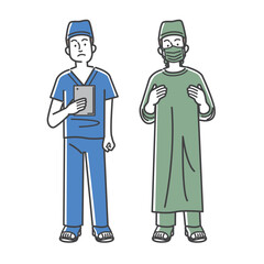手術着を着た外科医のイラスト素材