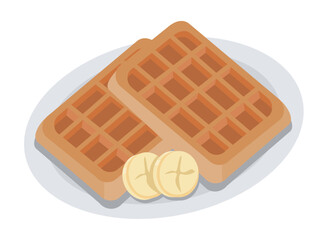 waffles with bananas breakfast