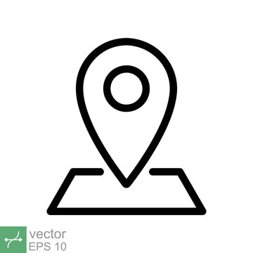 Pin Location Icon. Simple Outline Style. Map Marker, Place Position, Globe Label, Gps Technology Concept. Thin Line Vector Illustration Isolated On White Background. EPS 10.