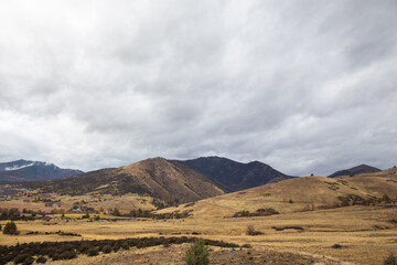 Golden rural valley in Winter