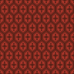 Seamless background oriental dark red polygon geometry cross