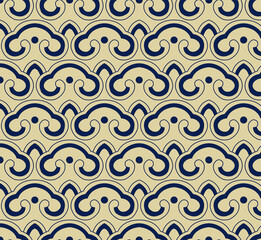 Seamless background oriental retro curve cross round Japanese pattern