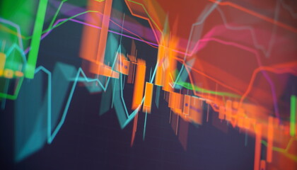 Stock market business graph chart on digital screen.Forex market, Gold market and Crude oil market .