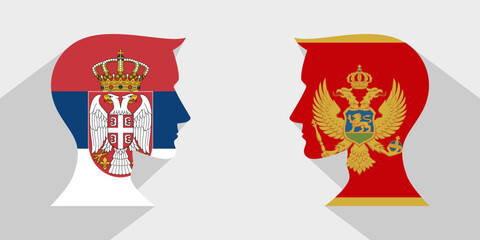 face to face concept. serbia vs montenegro. vector illustration