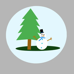snowman and tree illustration