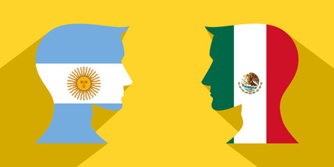 face to face concept. argentina vs mexico. vector illustration