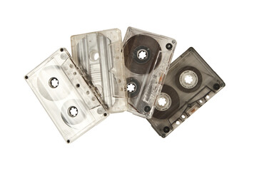 Retro audio tapes isolated on transparent background