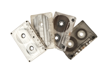 Retro audio tapes isolated on transparent background
