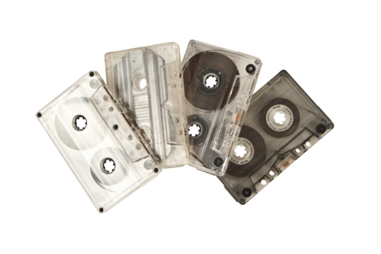 Retro audio tapes isolated on transparent background
