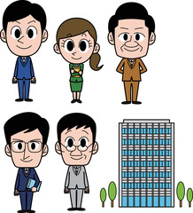 ビジネスマンとオフィスビルセット