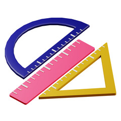 3d illustration of ruler school education icon