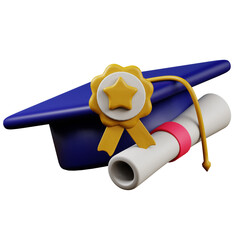 3d illustration of toga hat college education icon