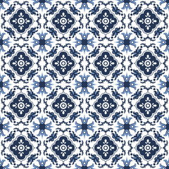 Seamless background image of antique blue flower kaleidoscope