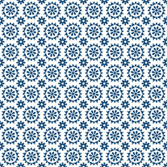 Seamless background image of vintage blue round cross flower