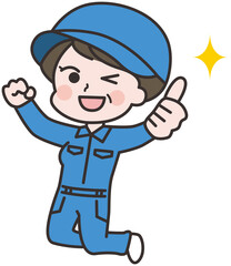 ジャンプするシニアの女性作業員