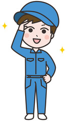 やる気のある男性作業員のイラスト